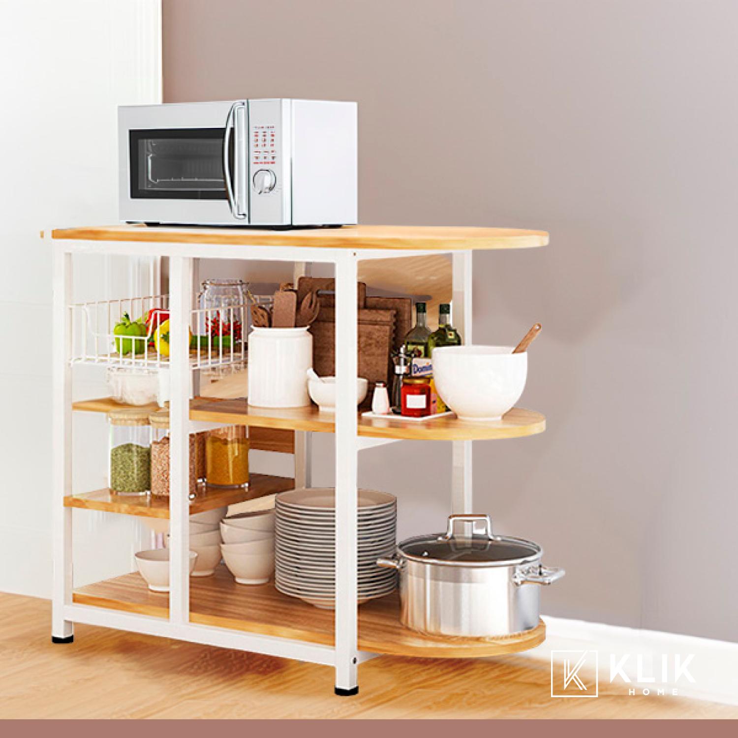 MESA LATERAL KLIK MUEBLES COCINA ORGANIZACIÓN 3 NIVELES MADERA CLARA BLANCO - 8