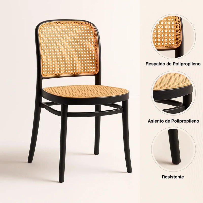 SILLA LOMBARDIA DE POLIPROPILENO - NEGRA - 5