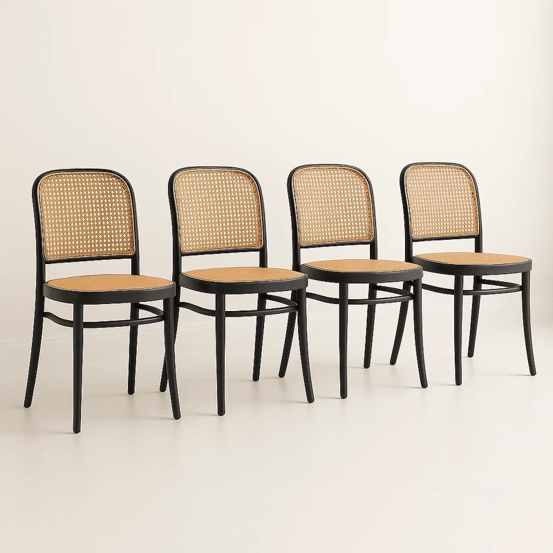 PACK DE 4 SILLAS LOMBARDÍA DE POLIPROPILENO - EN COLOR NEGRO - 1