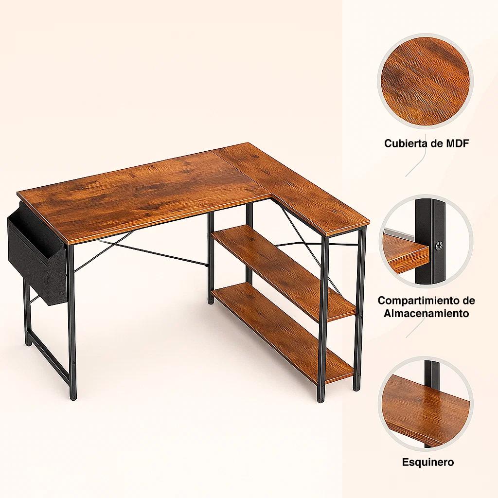 ESCRITORIO KLIK MUEBLES RUSTIK ESQUINERO 120CM - 5
