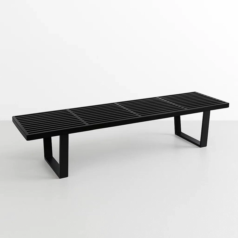 BANQUETA DE MADERA Y METAL GEORGE NELSON 160CM - NEGRA - 1