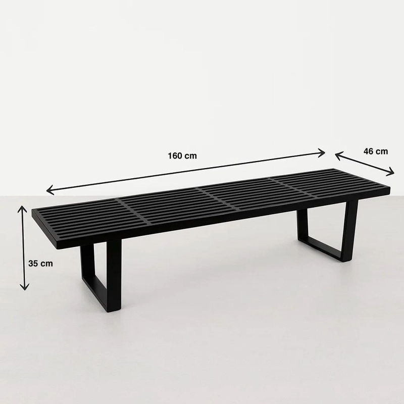 BANQUETA DE MADERA Y METAL GEORGE NELSON 160CM - NEGRA - 4