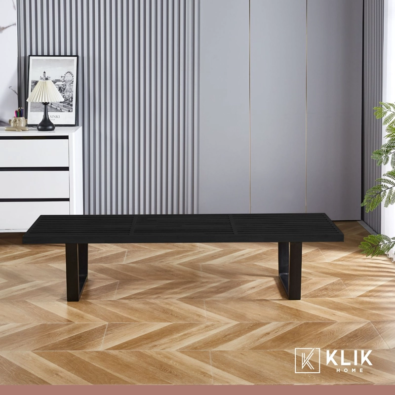 BANQUETA DE MADERA Y METAL GEORGE NELSON 160CM - NEGRA - 8