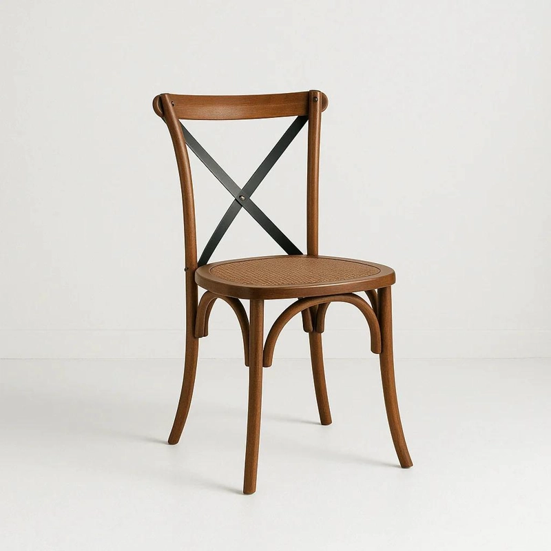 SILLA CROSSBACK MADERA RATTAN - CAFE  VINTAGE - 1