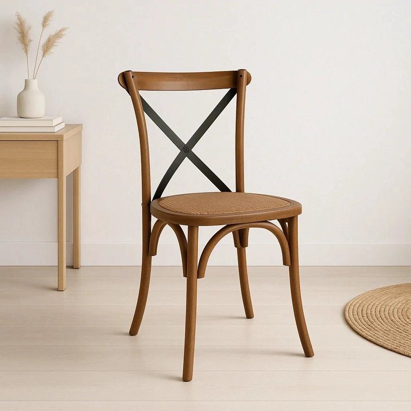SILLA CROSSBACK MADERA RATTAN - CAFE  VINTAGE - 2