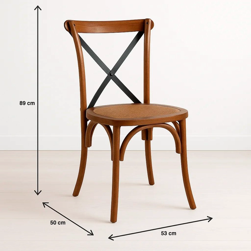SILLA CROSSBACK MADERA RATTAN - CAFE  VINTAGE - 4