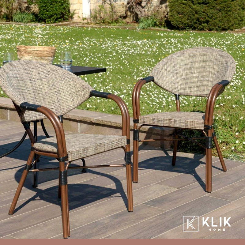 PACK DE 4 SILLAS BISTRO PARISINA TEXTILENO CON REPOSABRAZOS - BEIGE - 8