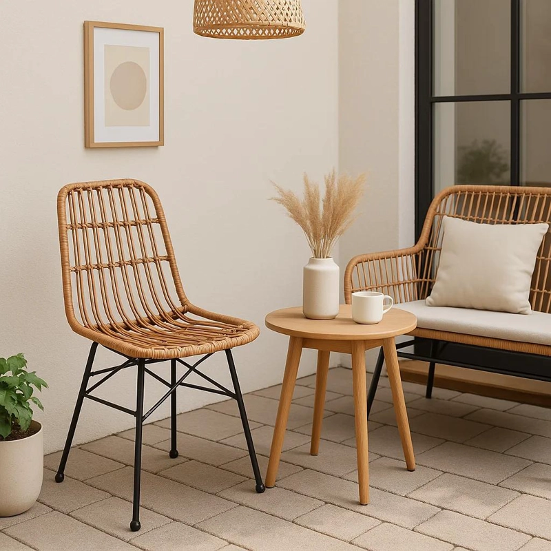 SILLA DE COMEDOR TERRAZA RATTAN GRECIA COLOR MADERA - 3