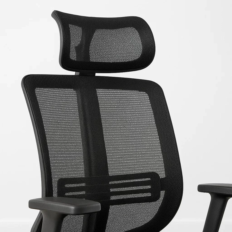 SILLA DE OFICINA MESH NEGRA EJECUTIVA CON APOYABRAZOS Y CABEZA - 6