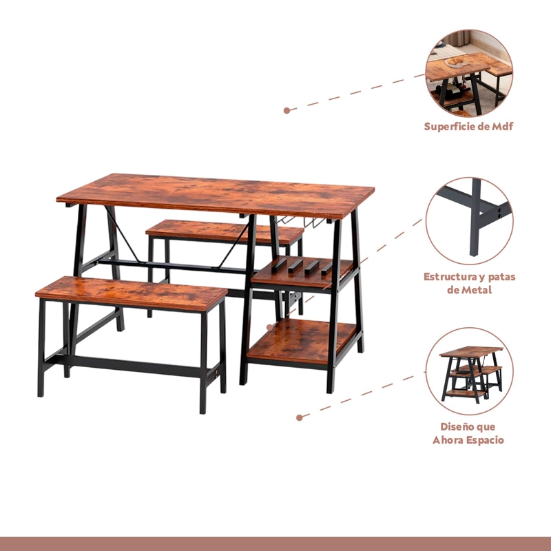 COMEDOR INDUSTRIAL CON REPISAS Y BANQUETAS - 3