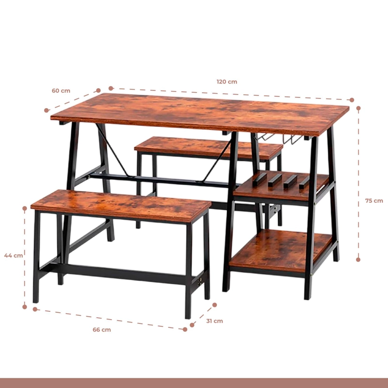 COMEDOR INDUSTRIAL CON REPISAS Y BANQUETAS - 4