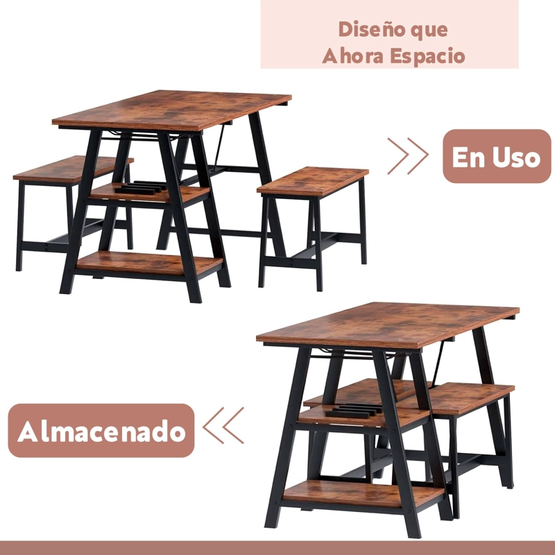 COMEDOR INDUSTRIAL CON REPISAS Y BANQUETAS - 7