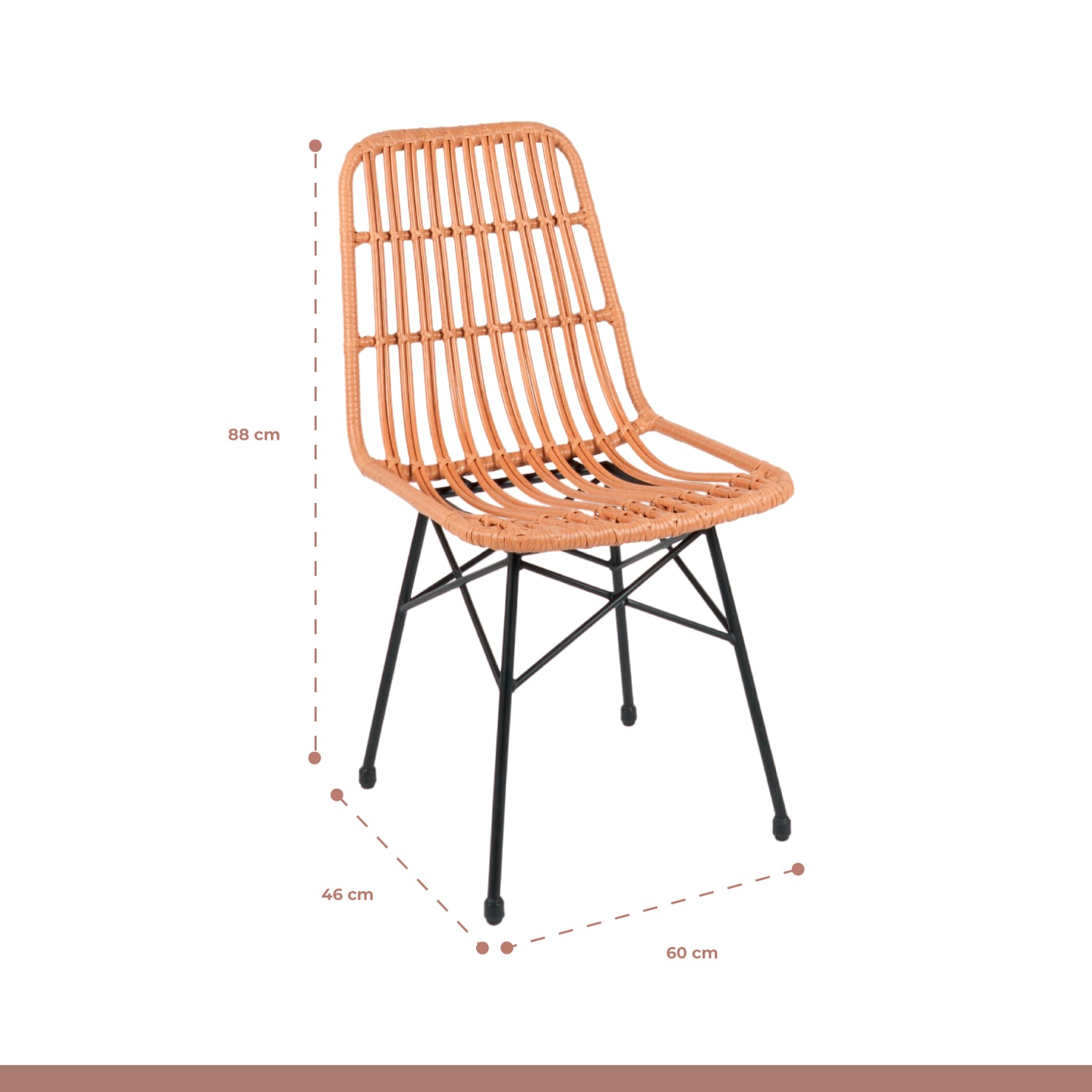 PACK DE 4 SILLAS DE COMEDOR TERRAZA RATTAN GRECIA COLOR MADERA - 4