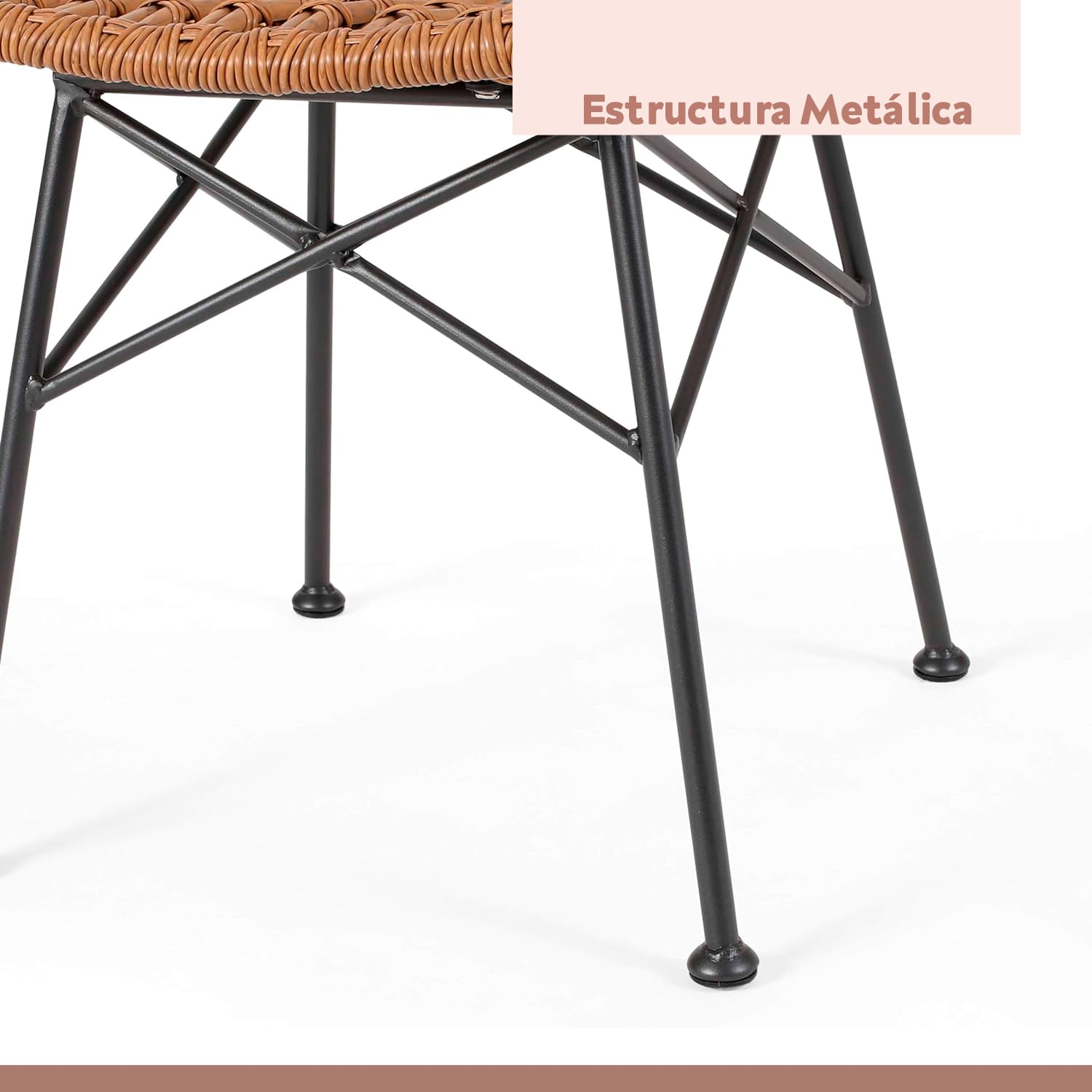 PACK DE 4 SILLAS DE COMEDOR TERRAZA RATTAN GRECIA COLOR MADERA - 5