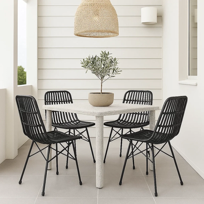 PACK DE 4 SILLAS DE COMEDOR TERRAZA RATTAN GRECIA EN COLOR NEGRO - 2