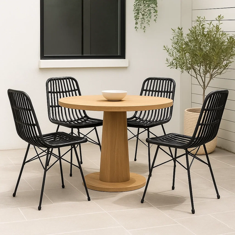 PACK DE 4 SILLAS DE COMEDOR TERRAZA RATTAN GRECIA EN COLOR NEGRO - 3