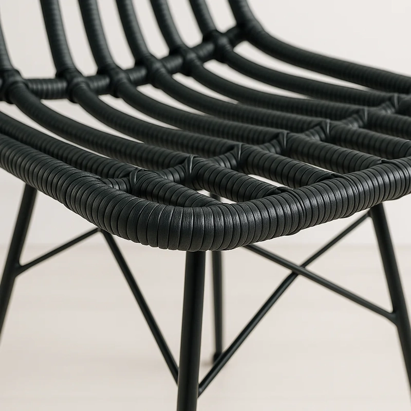 PACK DE 4 SILLAS DE COMEDOR TERRAZA RATTAN GRECIA EN COLOR NEGRO - 6