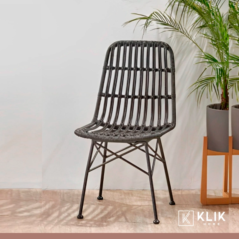PACK DE 4 SILLAS DE COMEDOR TERRAZA RATTAN GRECIA EN COLOR NEGRO - 8