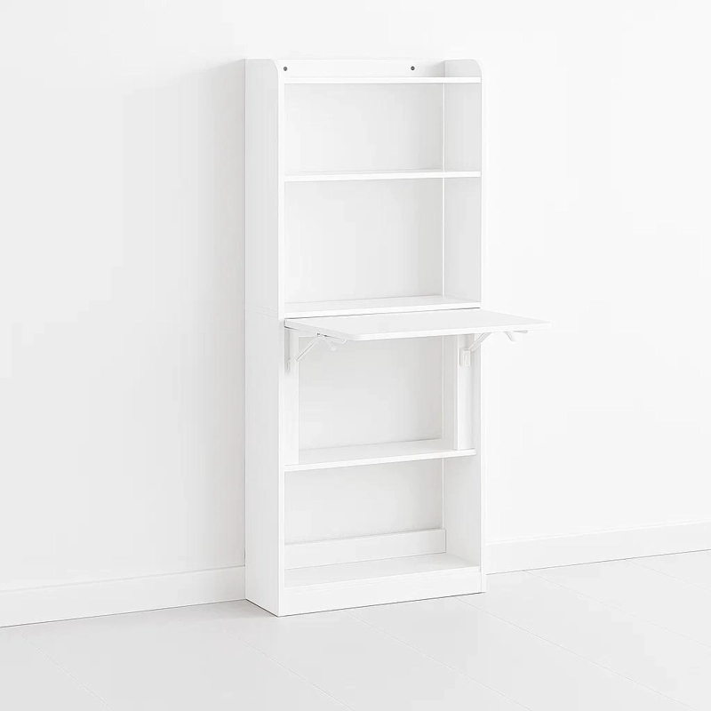 ESTANTERIA CON ESCRITORIO PLEGABLE COMPACTO 64X20X145 - BLANCO - 1