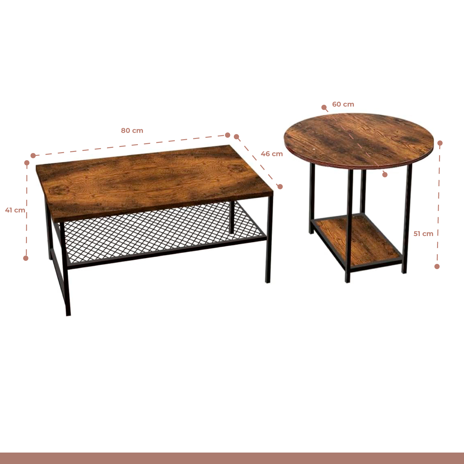 SET DE MESAS DE CENTRO INDUSTRIAL EN MDF - DISEÑO DÚO MODULAR - 4