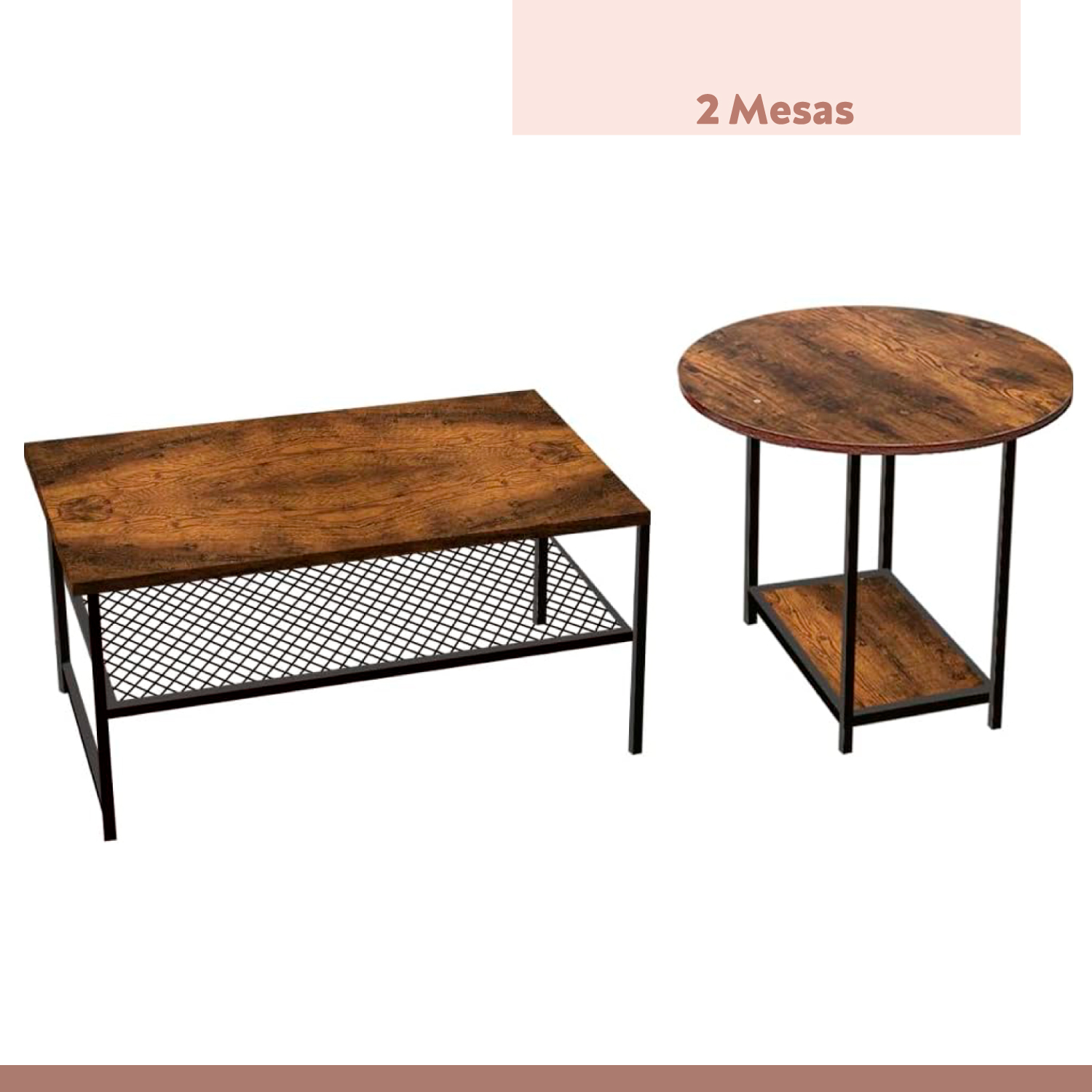 SET DE MESAS DE CENTRO INDUSTRIAL EN MDF - DISEÑO DÚO MODULAR - 6