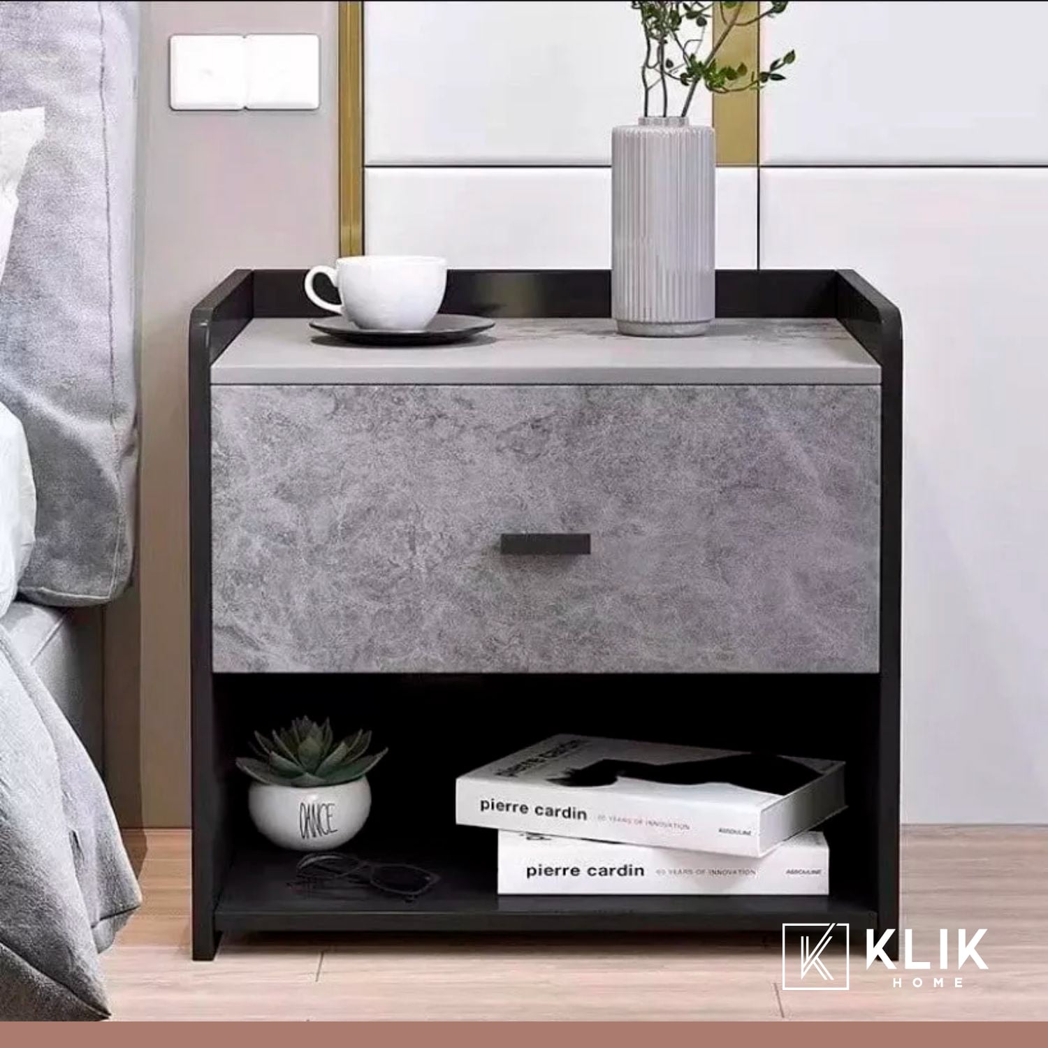 PACK DE 2 VELADORES MARMOL MDF GRIS - 2