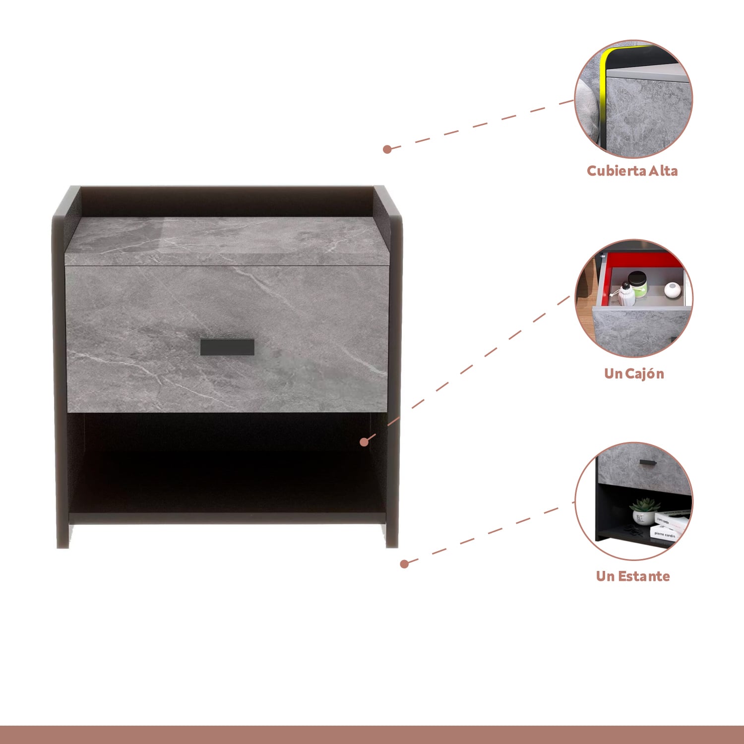 PACK DE 2 VELADORES MARMOL MDF GRIS - 3