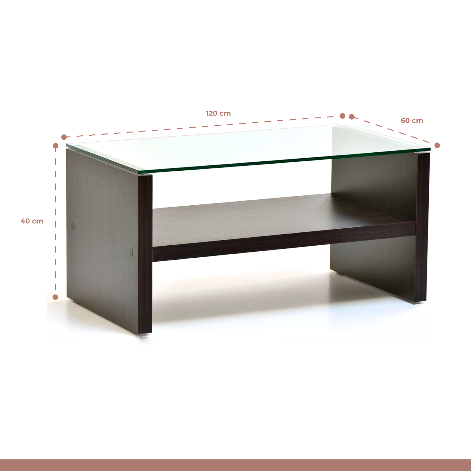 MESA DE CENTRO MODERNA MADERA WALNUT WOOD VIDRIO - 4