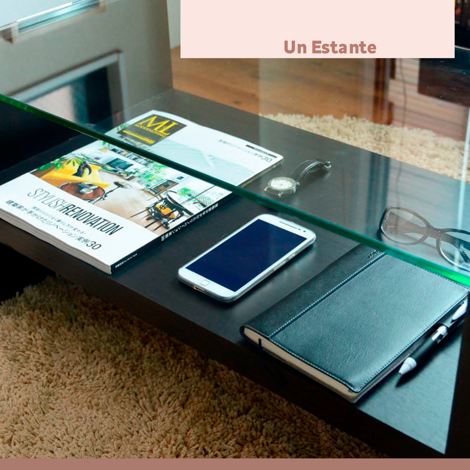 MESA DE CENTRO MODERNA MADERA WALNUT WOOD VIDRIO - 6