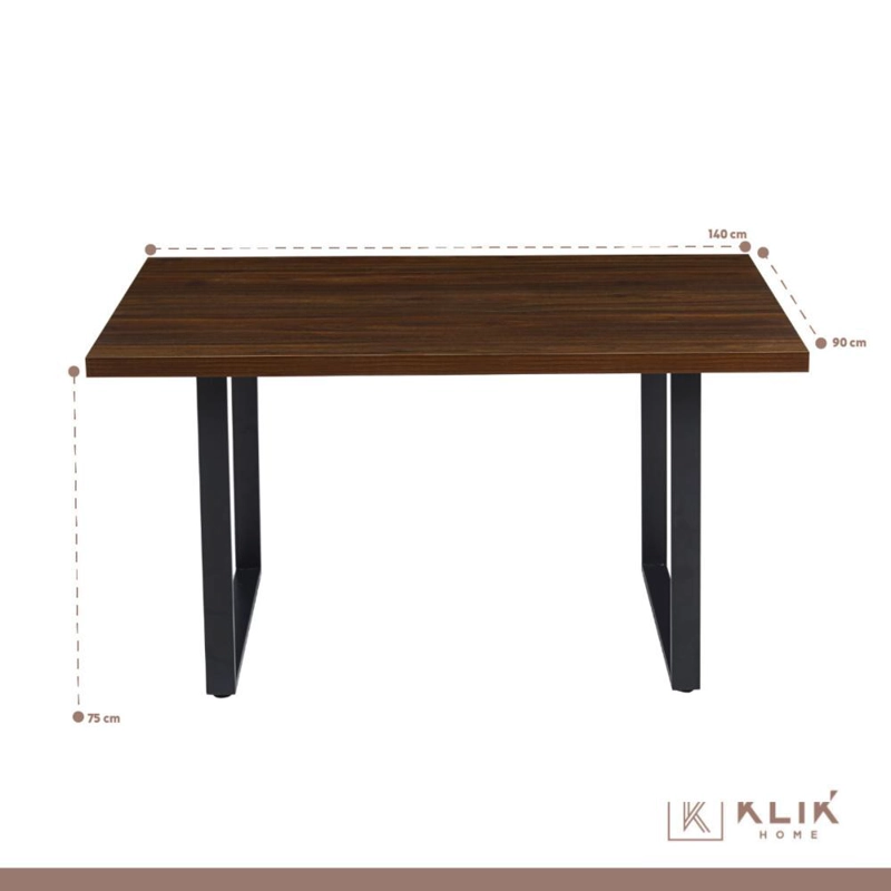 COMEDOR INDUSTRIAL 140X90 MADERA OSCURA WALNUT + 6 SILLAS TOLIX NEGRAS - 5