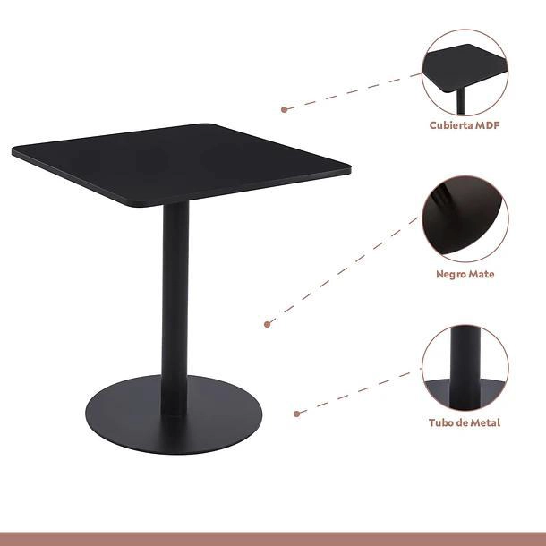 MESA RESTAURANT 70X70 TUBO METAL CUBIERTA MDF + 4 SILLAS TOLIX - NEGRA - 3