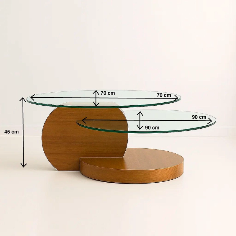 MESA DE CENTRO DUOGLASS CON BASES DE MADERA Y SUPERFICIE DE VIDRIO - 4