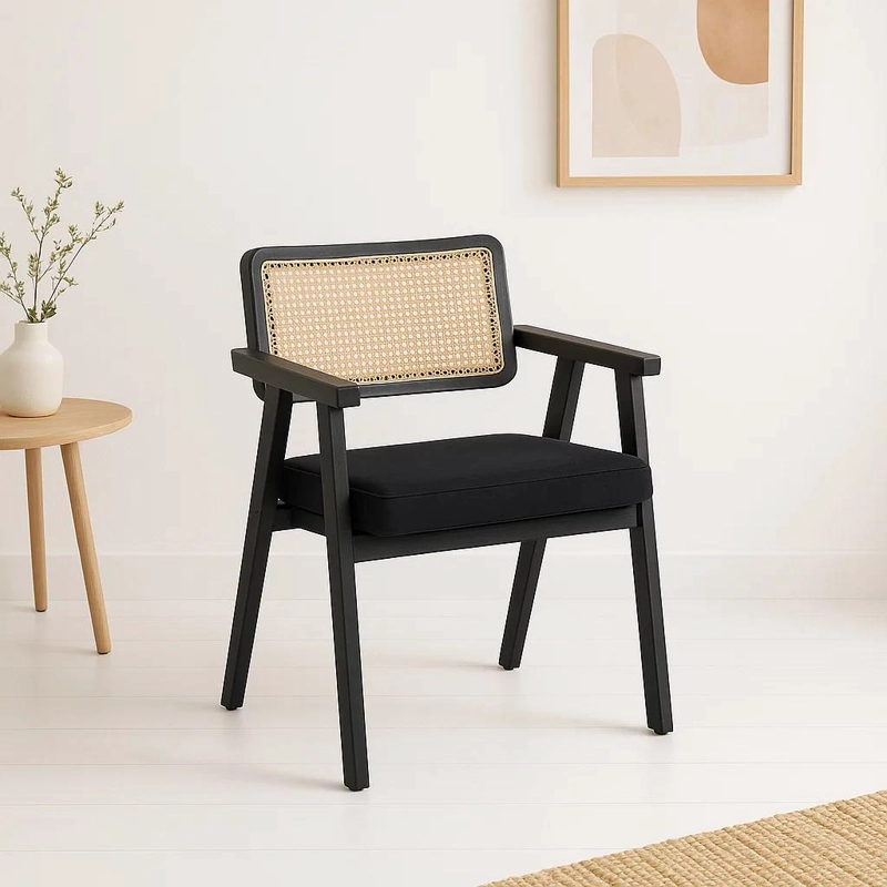 SITIAL ACOLCHADO CHANDIGARH BUTACA RATTAN - NEGRO - 2