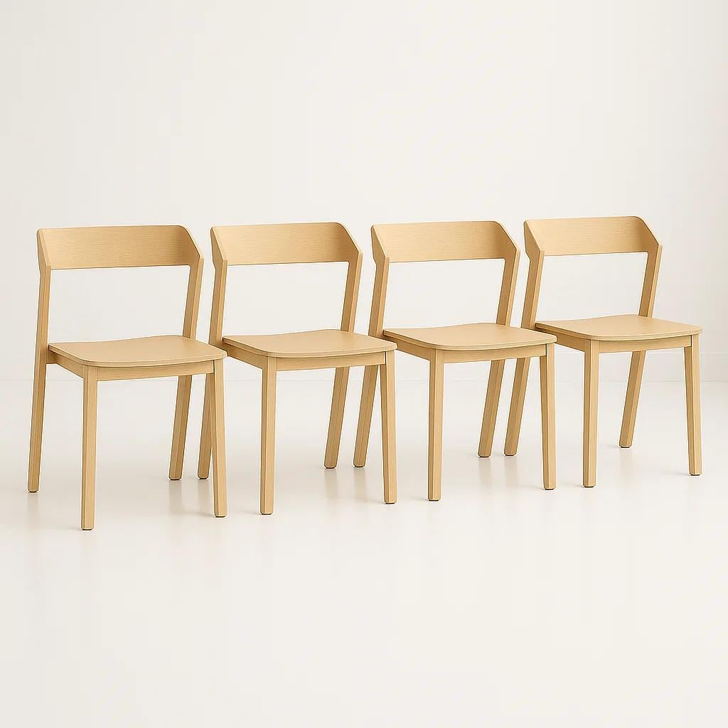 PACK DE 4 SILLAS DE COMEDOR MADERA ROVER VIENA NATURAL - 1