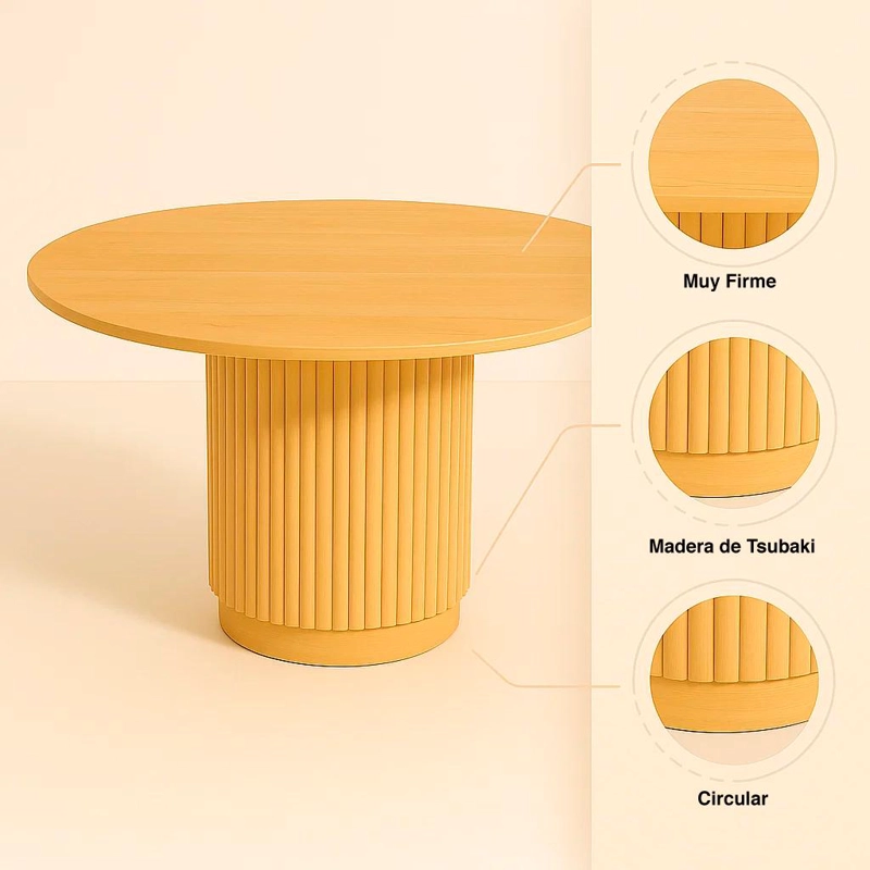 MESA REDONDA NORDICA ARMONIA DE 130 CM MADERA NATURAL - 5