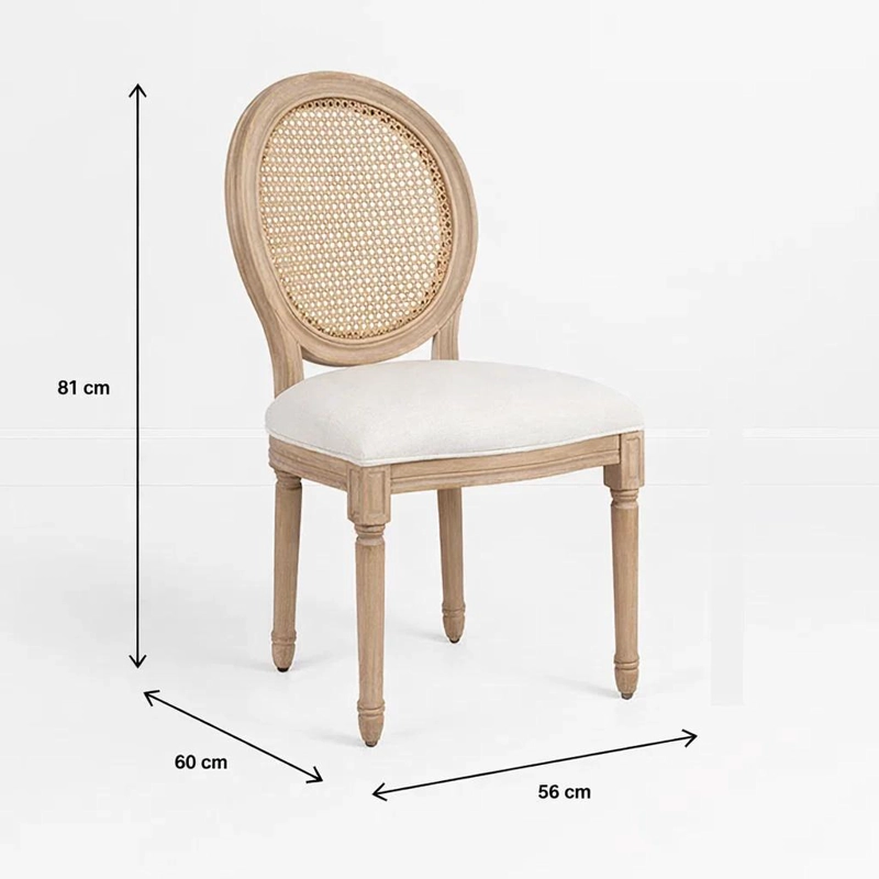 COMEDOR MESA DE VIDRIO RECTANGULAR NORDICA 140X90 CM + 6 SILLA DE MADERA ACOLCHADA LUIS XV - 4