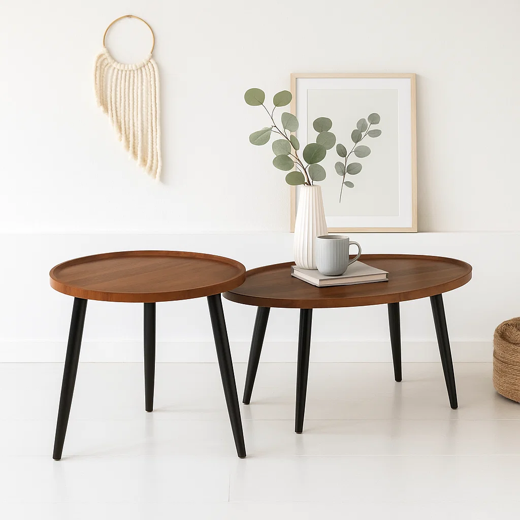 SET DE MESAS DE CENTRO NIDO - DISEÑO MODERNO DE MADERA Y METAL - 2