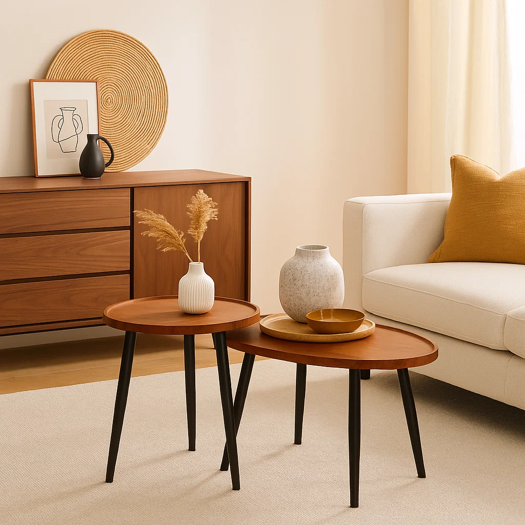 SET DE MESAS DE CENTRO NIDO - DISEÑO MODERNO DE MADERA Y METAL - 3