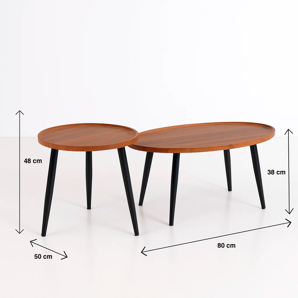 SET DE MESAS DE CENTRO NIDO - DISEÑO MODERNO DE MADERA Y METAL - 4
