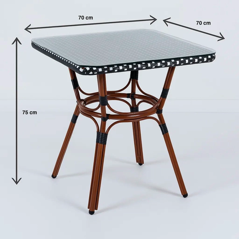 MESA BISTRO PARISINA DE VIDRIO CON METAL Y RATTAN SINTE TICO - 7