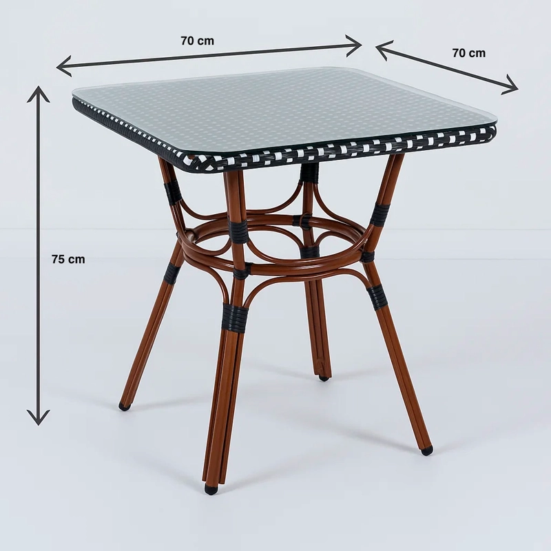 MESA BISTRO PARISINA DE VIDRIO CON METAL Y RATTAN SINTE TICO - 8