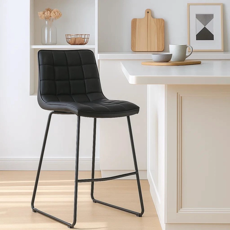TABURETE MILANO CUERO SINTETICO CON PATAS METALICAS ESTILO INDUSTRIAL - 2