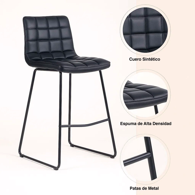 TABURETE MILANO CUERO SINTETICO CON PATAS METALICAS ESTILO INDUSTRIAL - 5