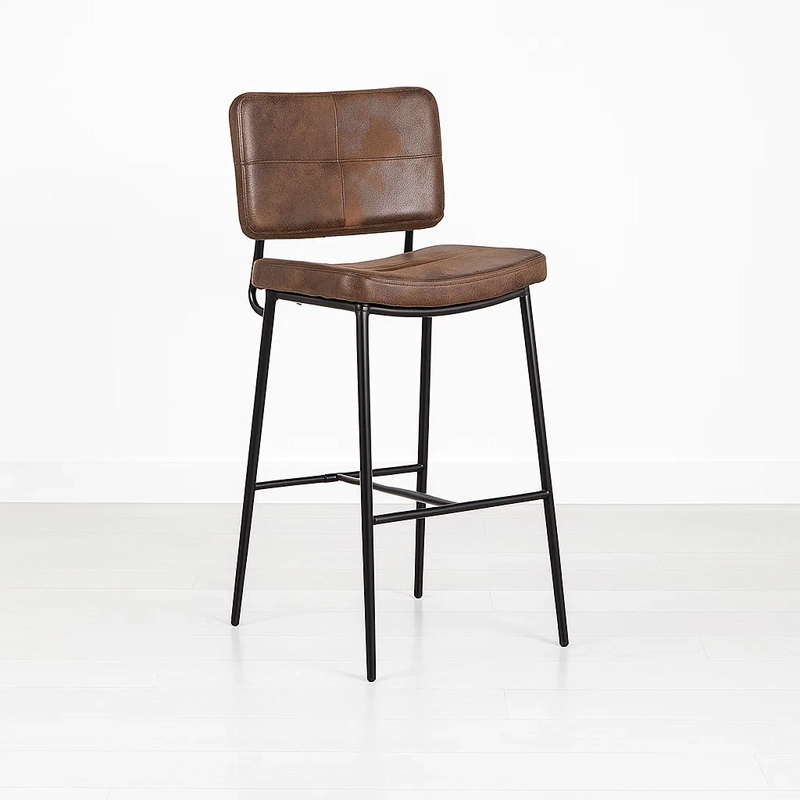 TABURETE ALTO BRONX CAFE  VINTAGE CON PATAS METALICAS NEGRAS - 2