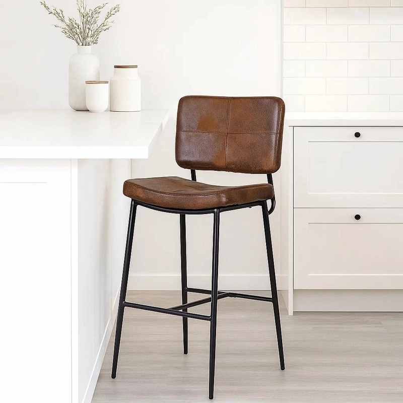 TABURETE ALTO BRONX CAFE  VINTAGE CON PATAS METALICAS NEGRAS - 5