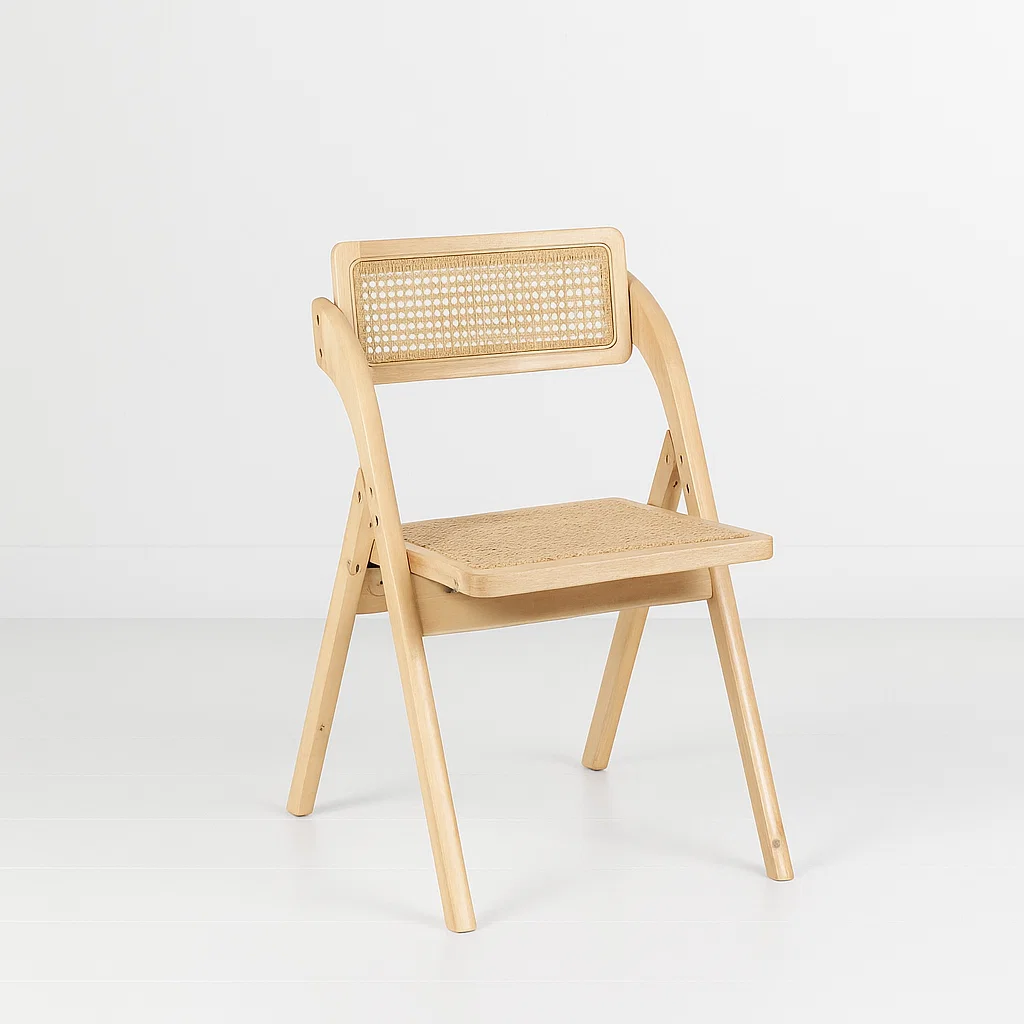 SILLA AMBAR PLEGABLE DE MADERA RATTAN NATURAL - 1