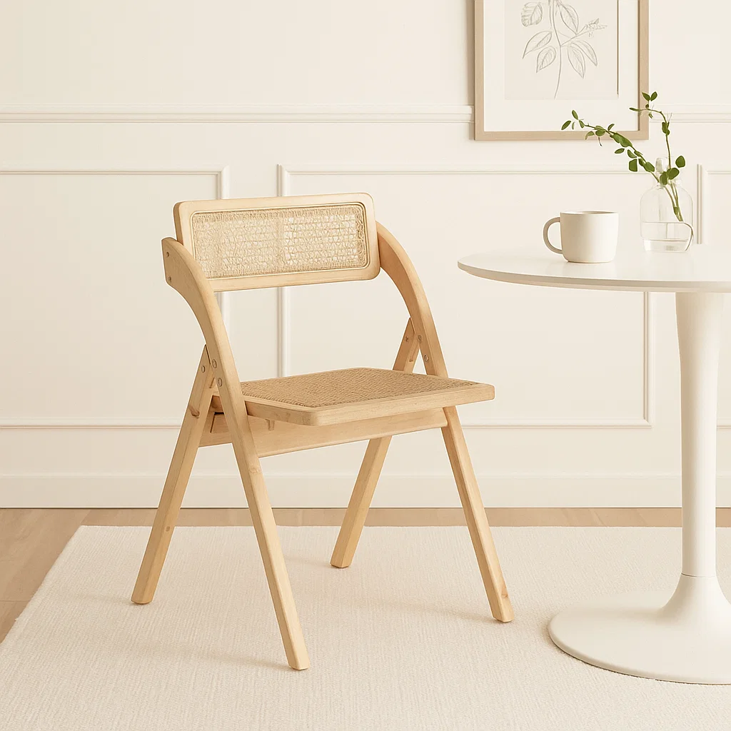 SILLA AMBAR PLEGABLE DE MADERA RATTAN NATURAL - 2