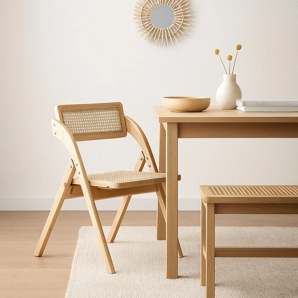 SILLA AMBAR PLEGABLE DE MADERA RATTAN NATURAL - 3