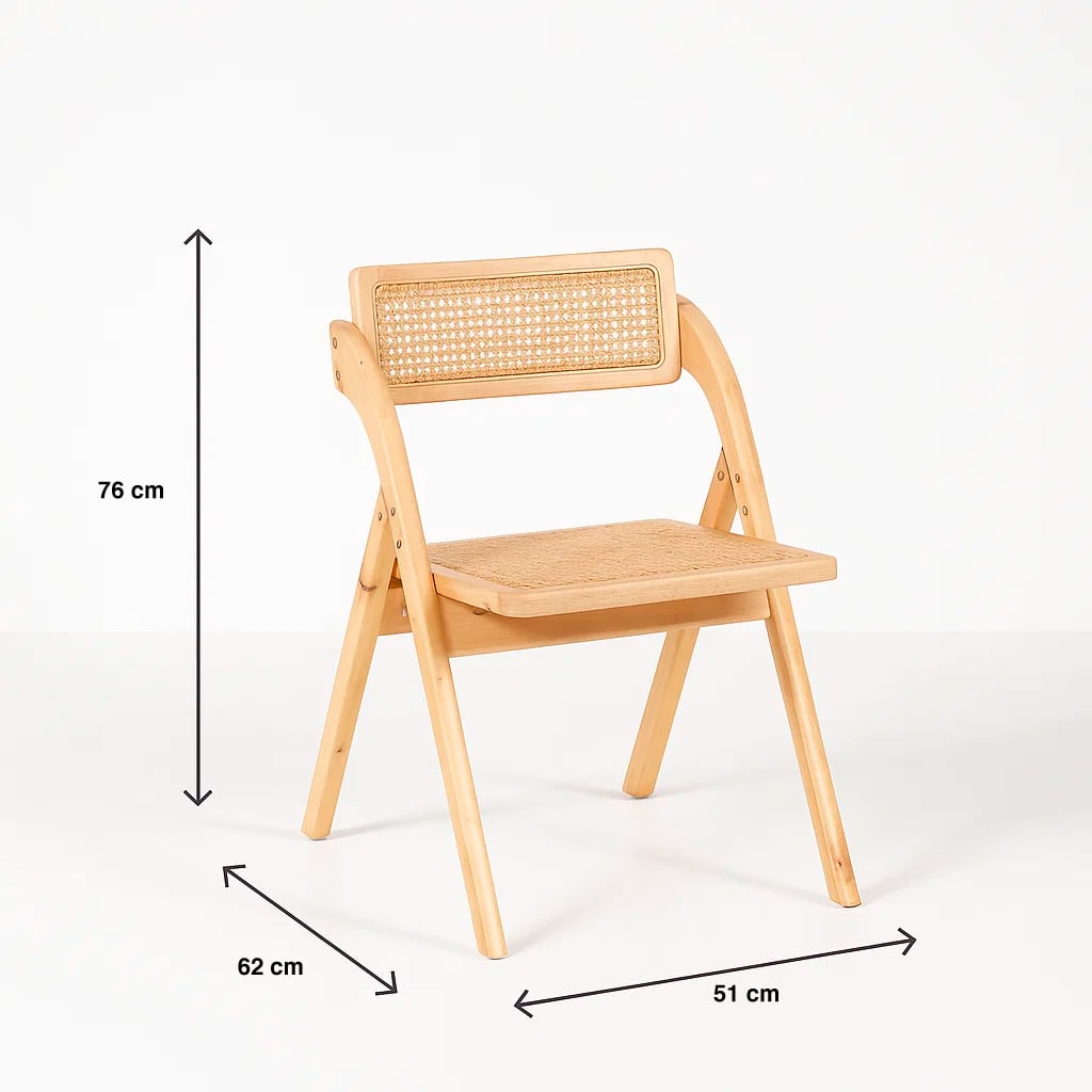 SILLA AMBAR PLEGABLE DE MADERA RATTAN NATURAL - 4