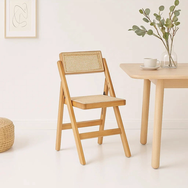 SILLA MISTRAL PLEGABLE DE MADERA RATTAN NATURAL - 2